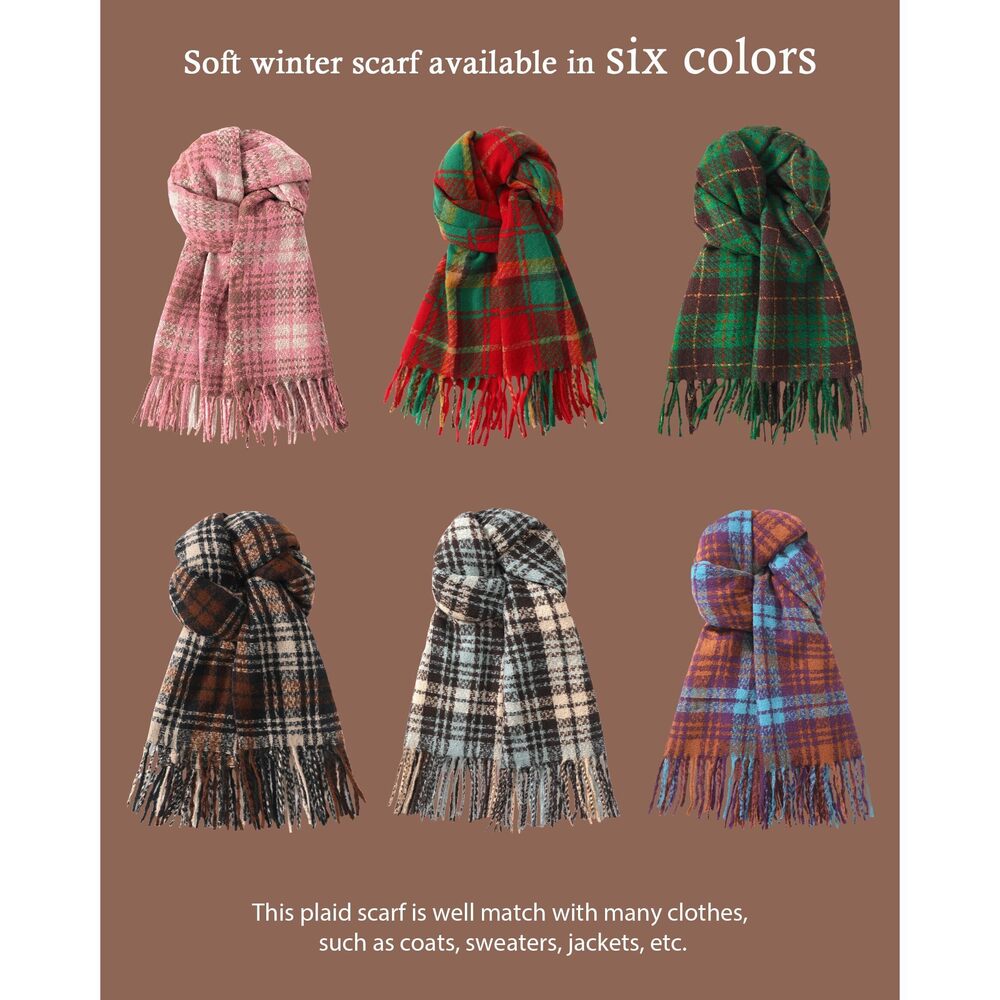 2583 Scarf For Women- Scarves Women Winter Warm, Plaid Long - Picture 7 of 7